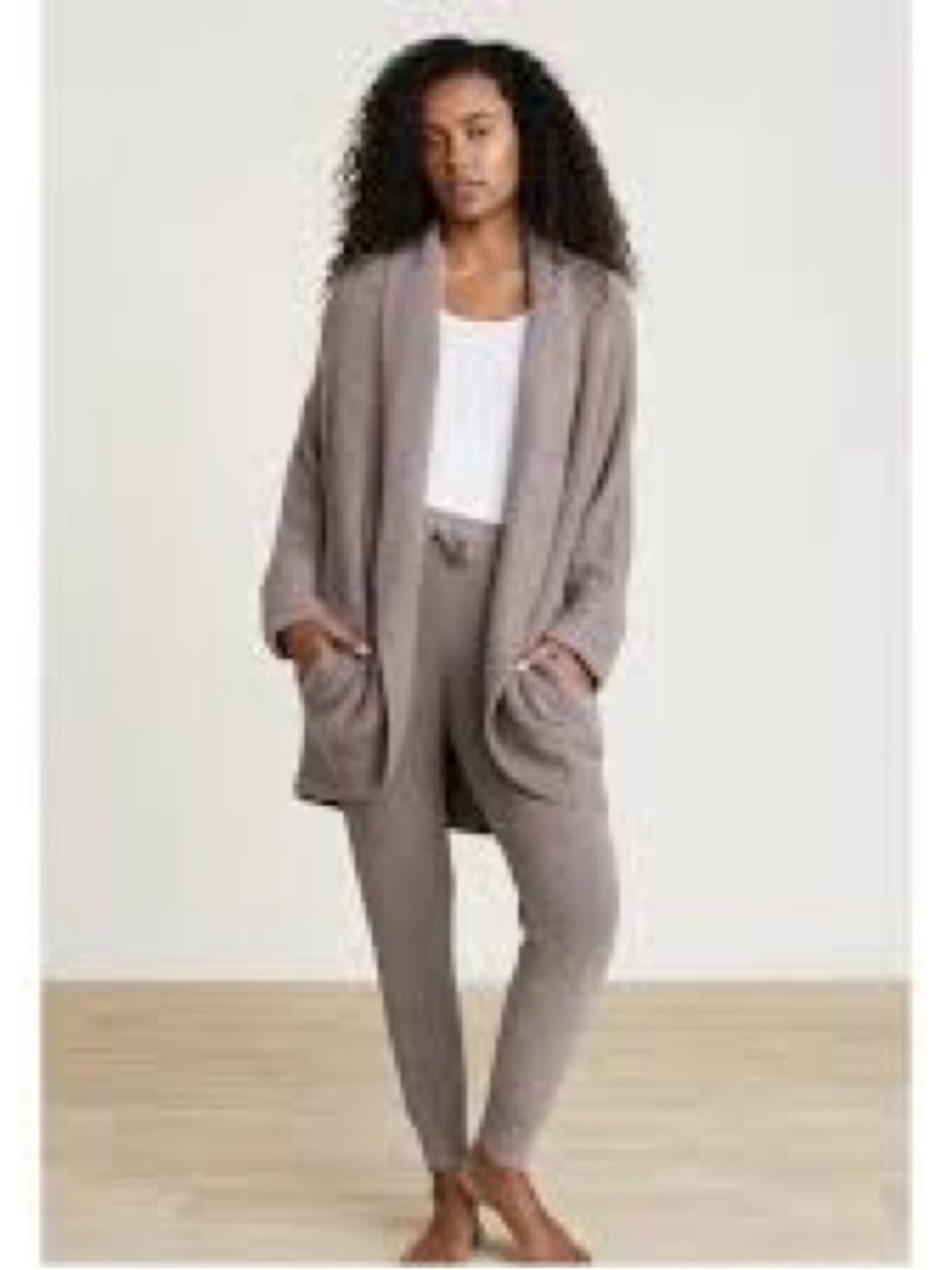 Barefoot Dreams Charcoal Waffle-Knit Cardigan